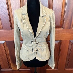 Triple Five Soul Military Jacket Blazer Elbow Patches Corduroy Embroidery Small